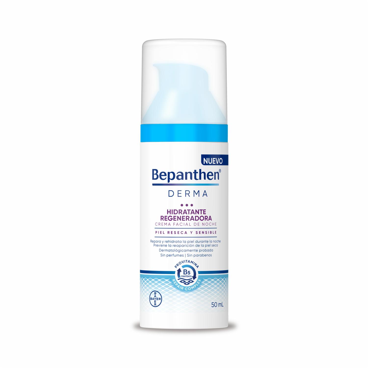 Crema Facial Hidratante Regeneradora De Noche Para Piel Reseca BEPANTHEN DERMA 50 Ml