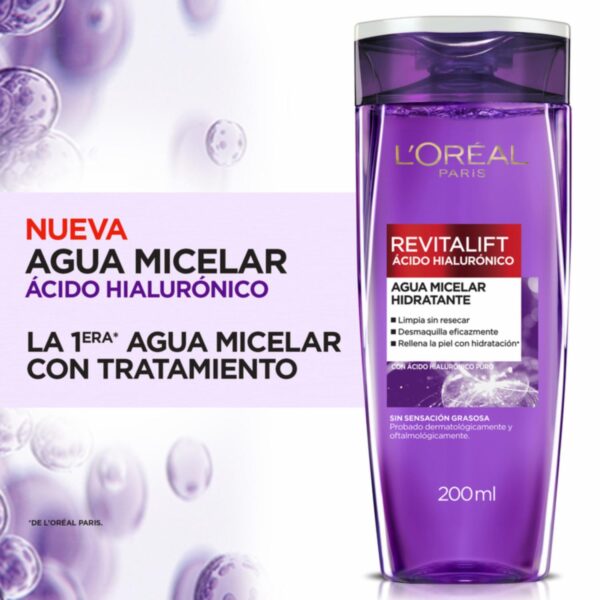 Agua Micelar Hidratante Con Ácido Hialurónico Revitalift L'ORÉAL 200 Ml - Imagen 4