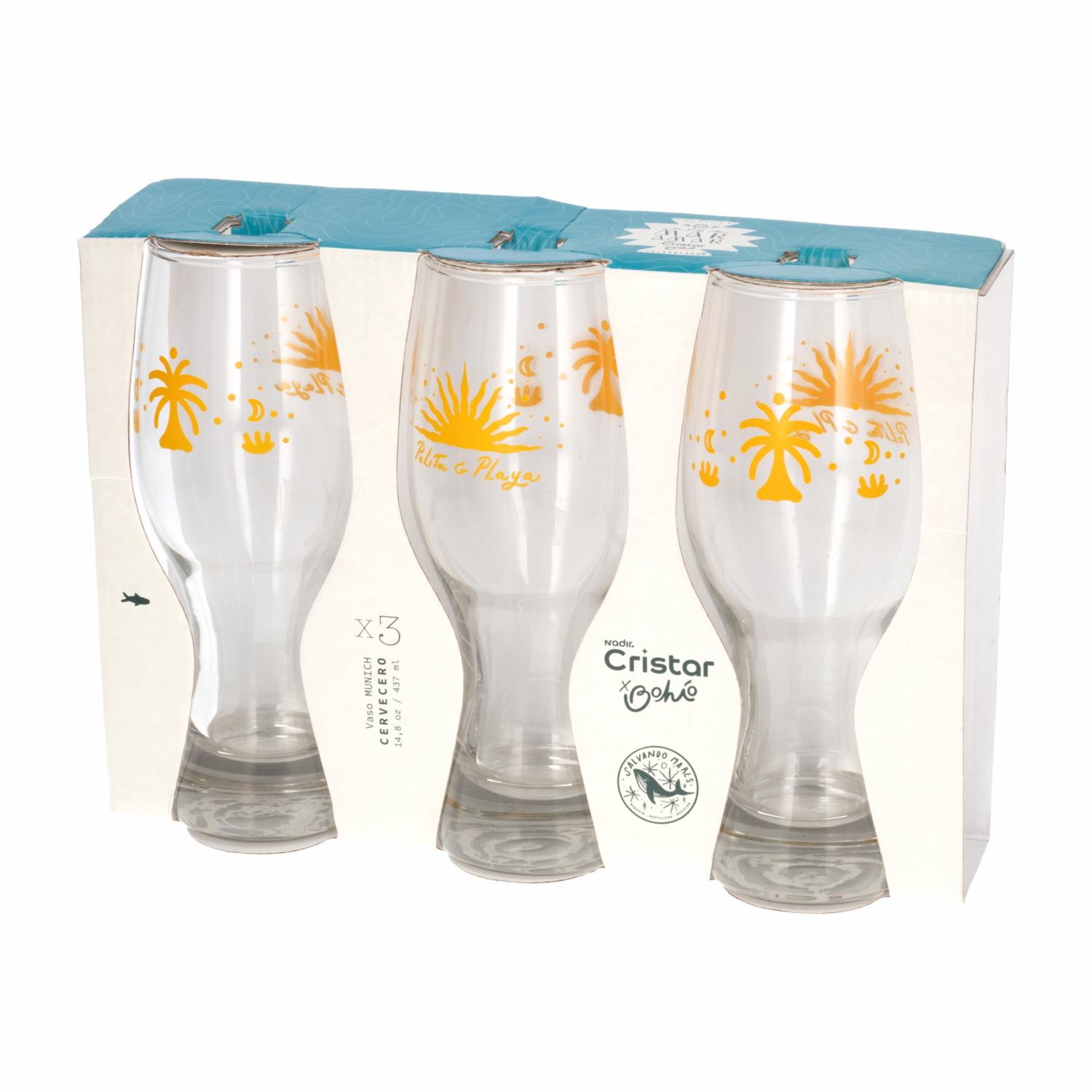 Set De Vasos Cerveceros Munich Bohio 0753CD3BP CRISTAR 3 Piezas - Imagen 2