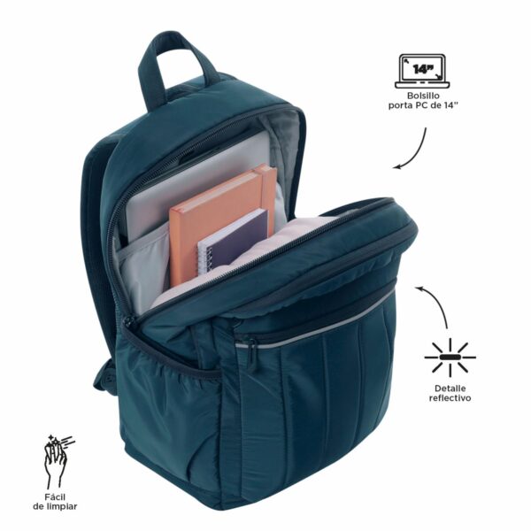 Mochila Pc Moda Mujer Plaine TOTTO Azul - Imagen 4