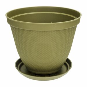 Maceta Diseño Rafia Verde Musgo RIMAX 25 CM