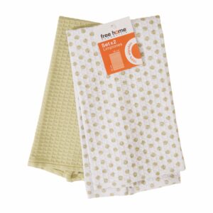 Limpión De Cocina Estampado Geometrico Verde Set FREE HOME X 2 Piezas