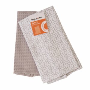 Limpión De Cocina Estampado Geometrico Dani Gris Set FREE HOME X 2 Piezas