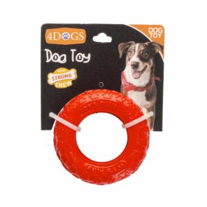 Juguete Para Mascota Diseño Llanta Rojo 4DOGS Pequeño