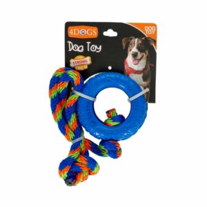 Juguete Para Mascota De Perro Llanta Pequeña Con Jalador 4DOGS Pequeño