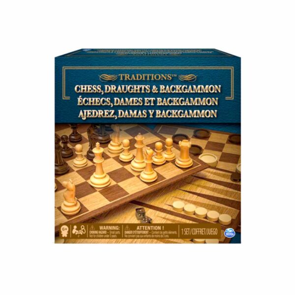 Juego De Mesa 3 En 1 SPIN MASTER Ajedrez, Damas, Backgammon