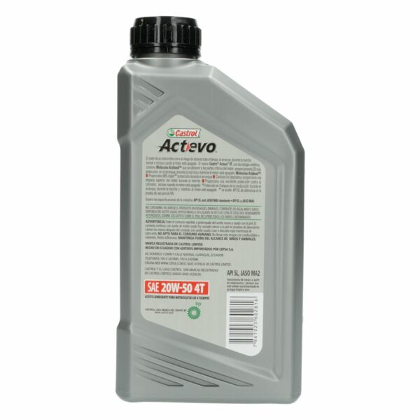 Aceite Para Motocicleta Sintético SAE20W-50 4T CASTROL 946 Ml - Imagen 2
