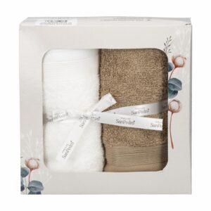 Set De Toallas Para Tocador Beige Y Blanco RENATTA X 2 Uds