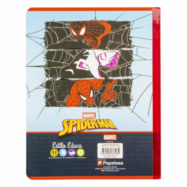 Cuaderno Cosido 4 Líneas Diseño Spider-Man ESTILO 100 Hojas - Imagen 2