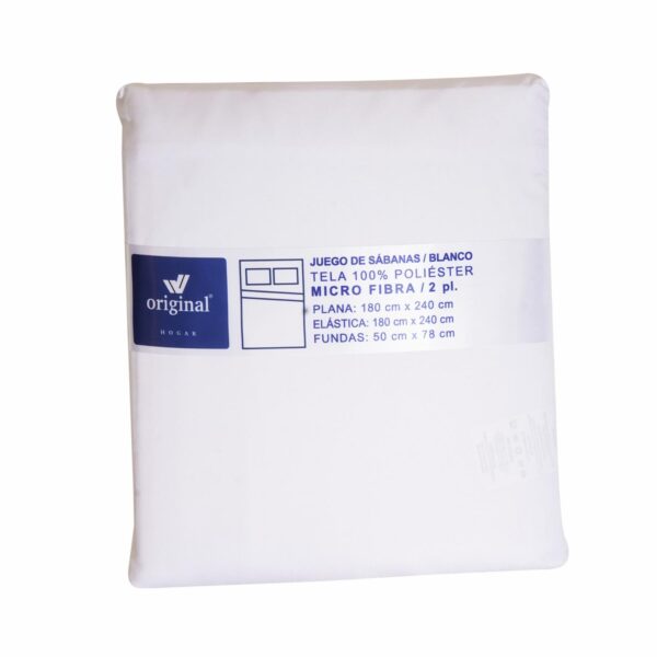 Sábanas Microfibra Full Blanca LA ORIGINAL 2 Plazas