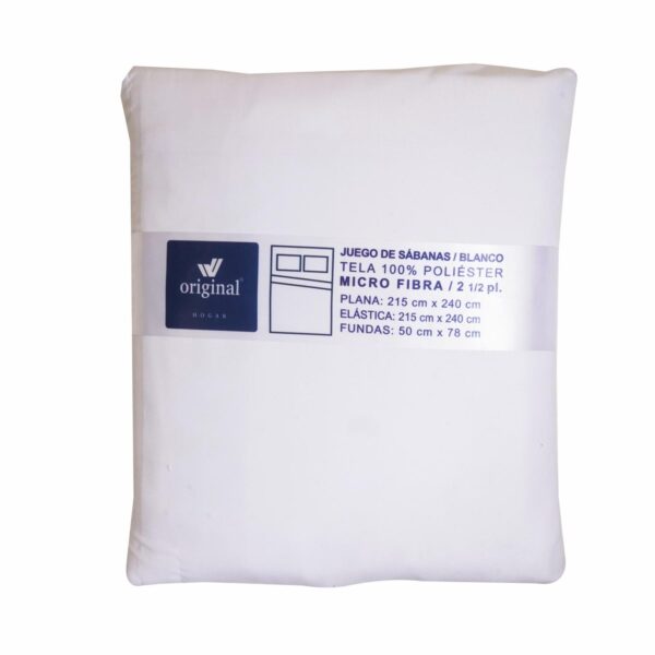Sábanas Microfibra Queen Blanca LA ORIGINAL 2 1/2 Plazas