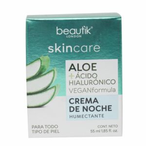 Crema Facial Humectante De Noche Skin Care Aloe + Ácido Hialurónico BEAUTÌK LONDON 55 Ml