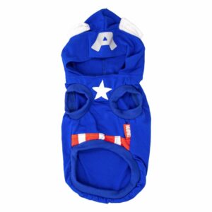 Camisa Para Perro Con Capucha Capitán América Azul MARVEL Talla Mediano