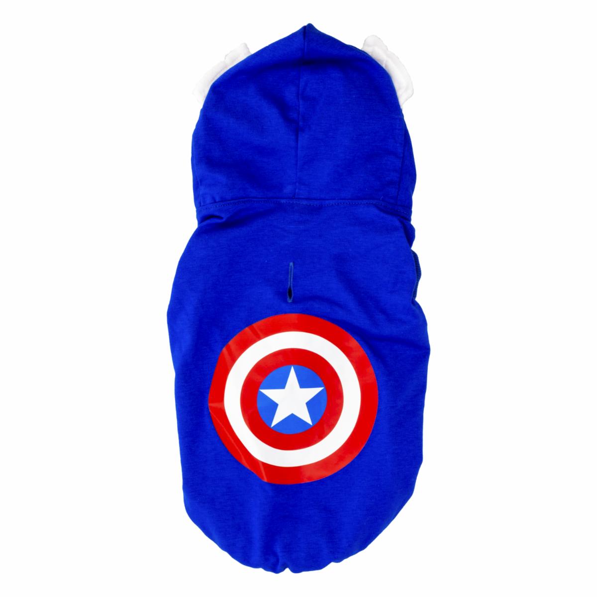 Camisa Para Perro Con Capucha Capitán América Azul MARVEL Talla Mediano