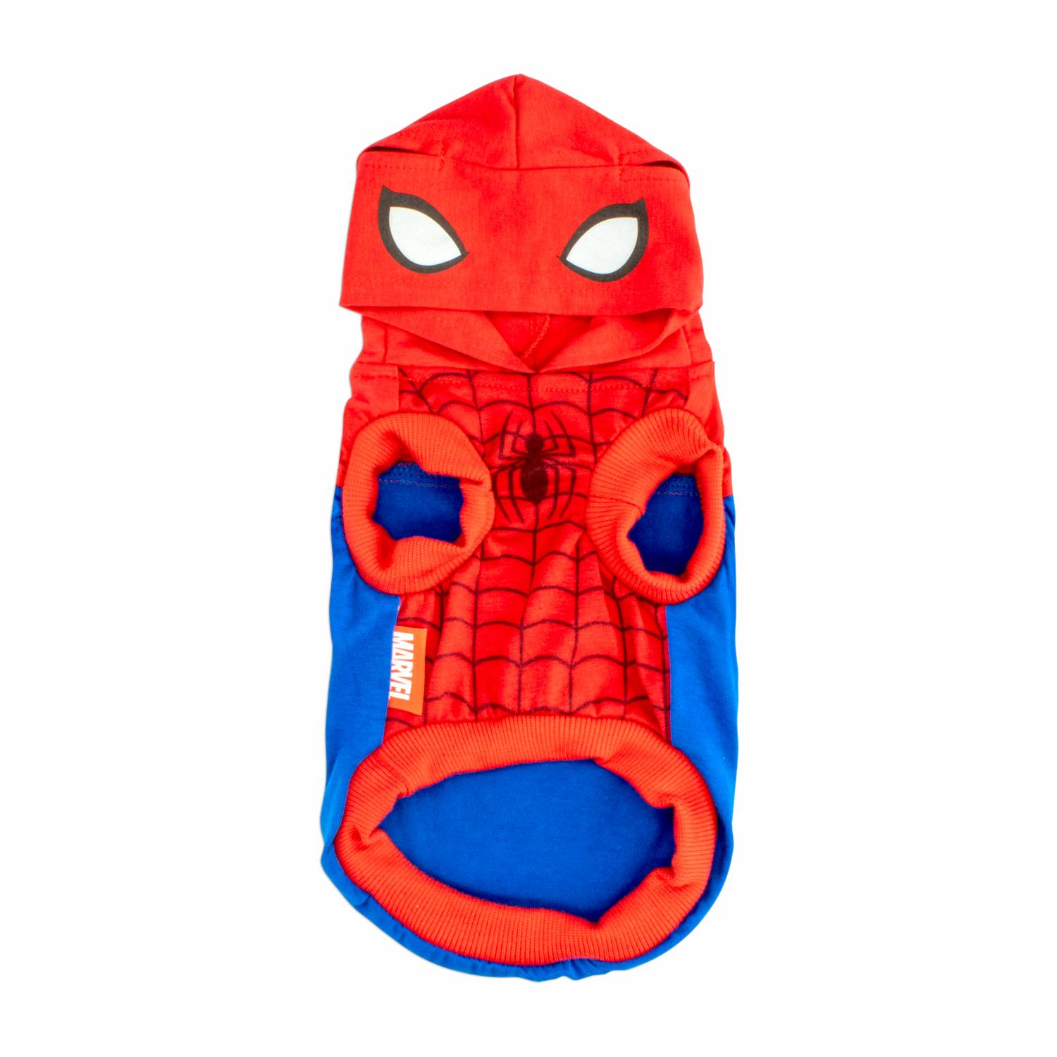 Camiseta Para Mascota Diseño Spiderman Con Capucha Color Rojo MARVEL Talla Pequeño
