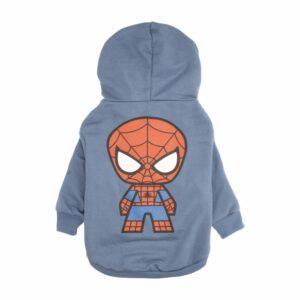 Chompa Para Mascota Con Capucha Diseño Spiderman Color Azul MARVEL Talla Pequeño