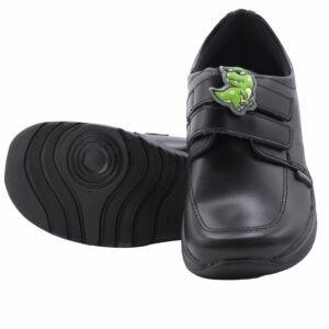 Zapato Escolar Negro De Cuero Diseño David Con Velcro VENUS