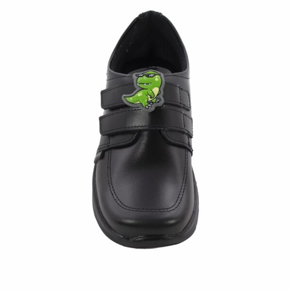 Zapato Escolar Negro De Cuero Diseño David Con Velcro VENUS - Imagen 3