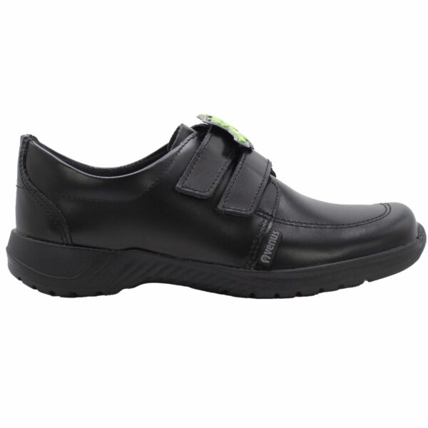 Zapato Escolar Negro De Cuero Diseño David Con Velcro VENUS - Imagen 4