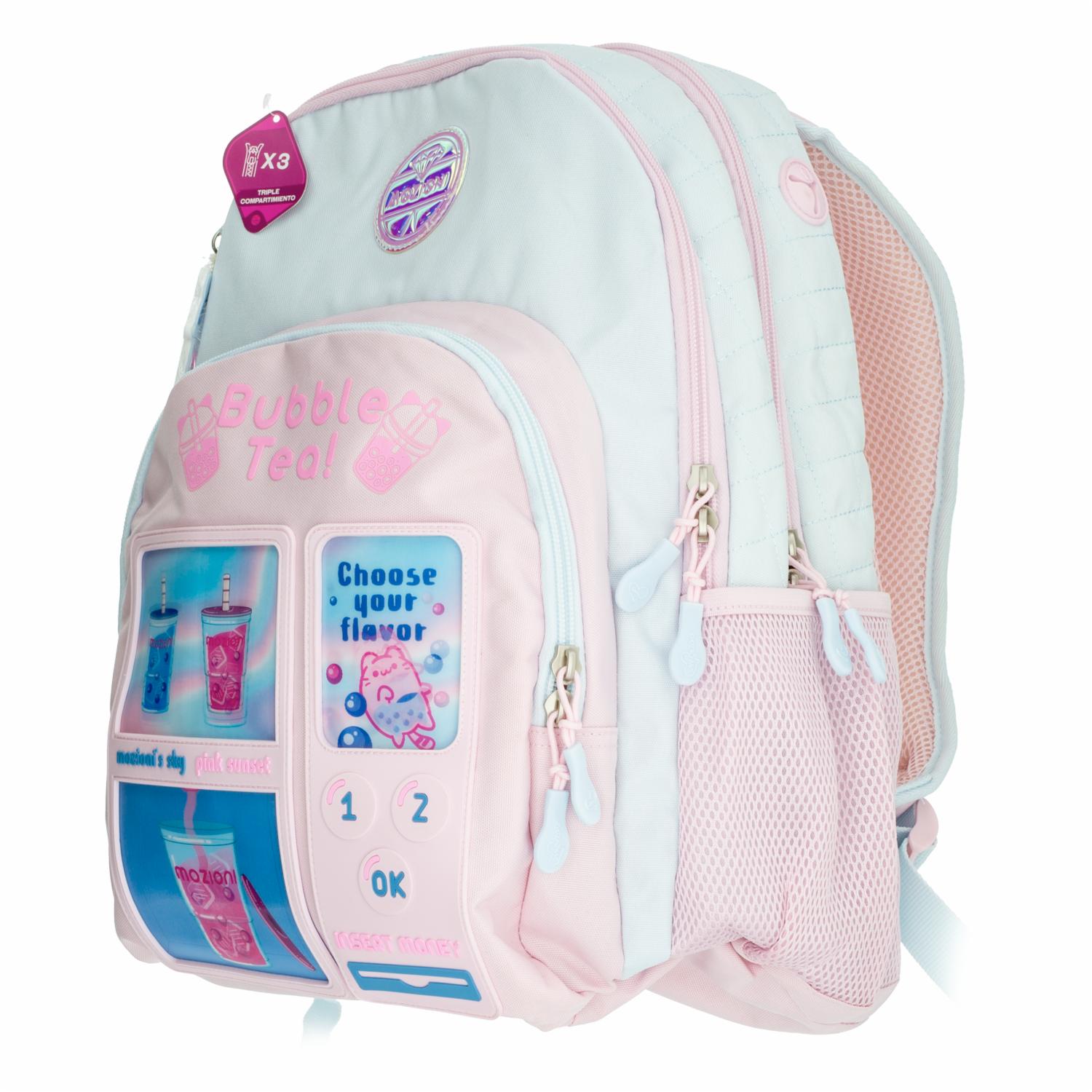 Mochila Escolar Rosa Celeste MOZIONI 42X30 Cm