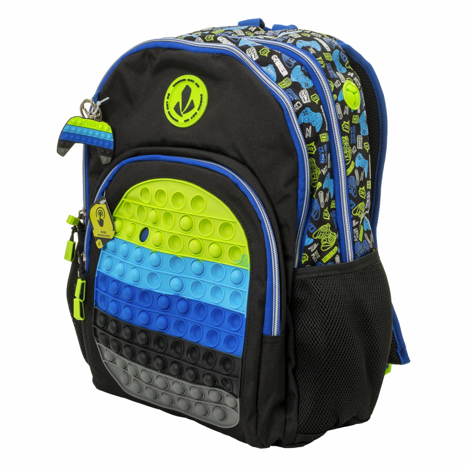 Mochila Escolar Game Over VASARI Negro Y Azul - Imagen 2