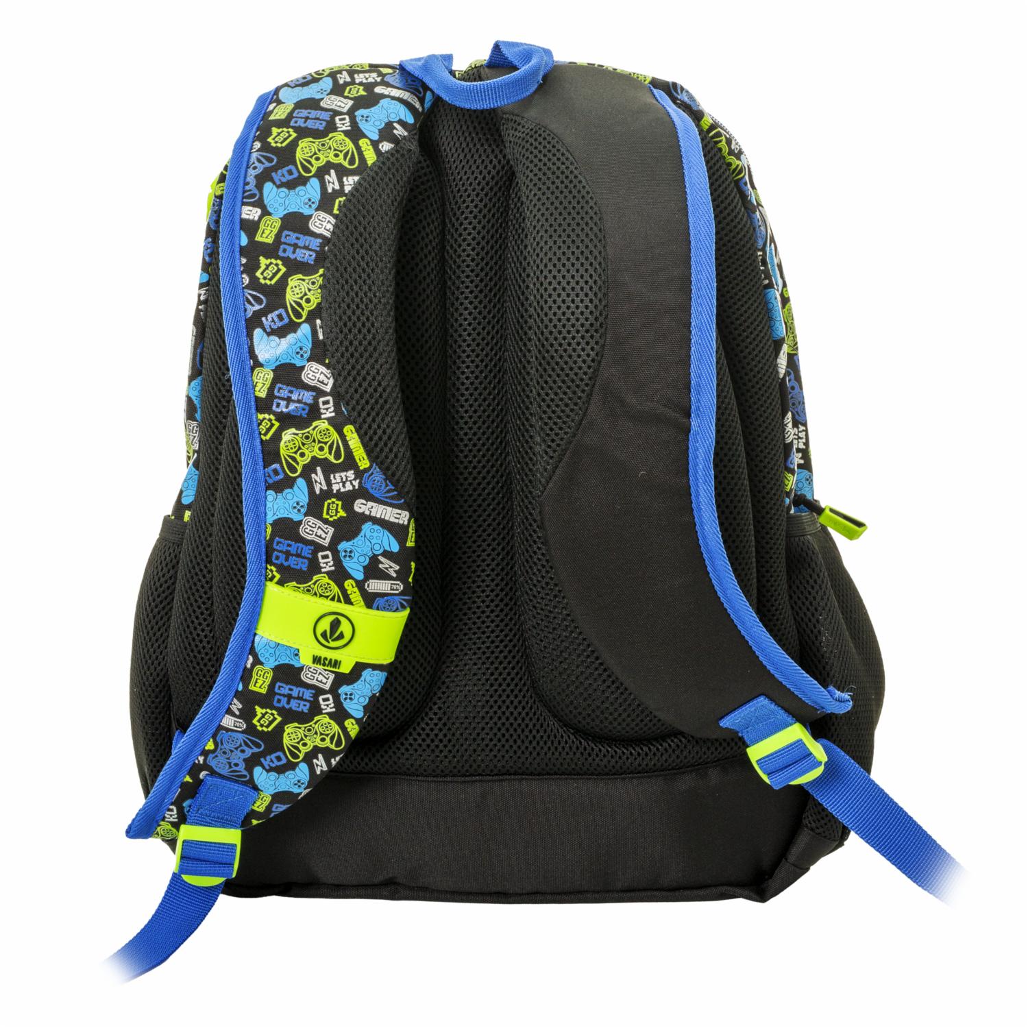 Mochila Escolar Game Over VASARI Negro Y Azul - Imagen 3
