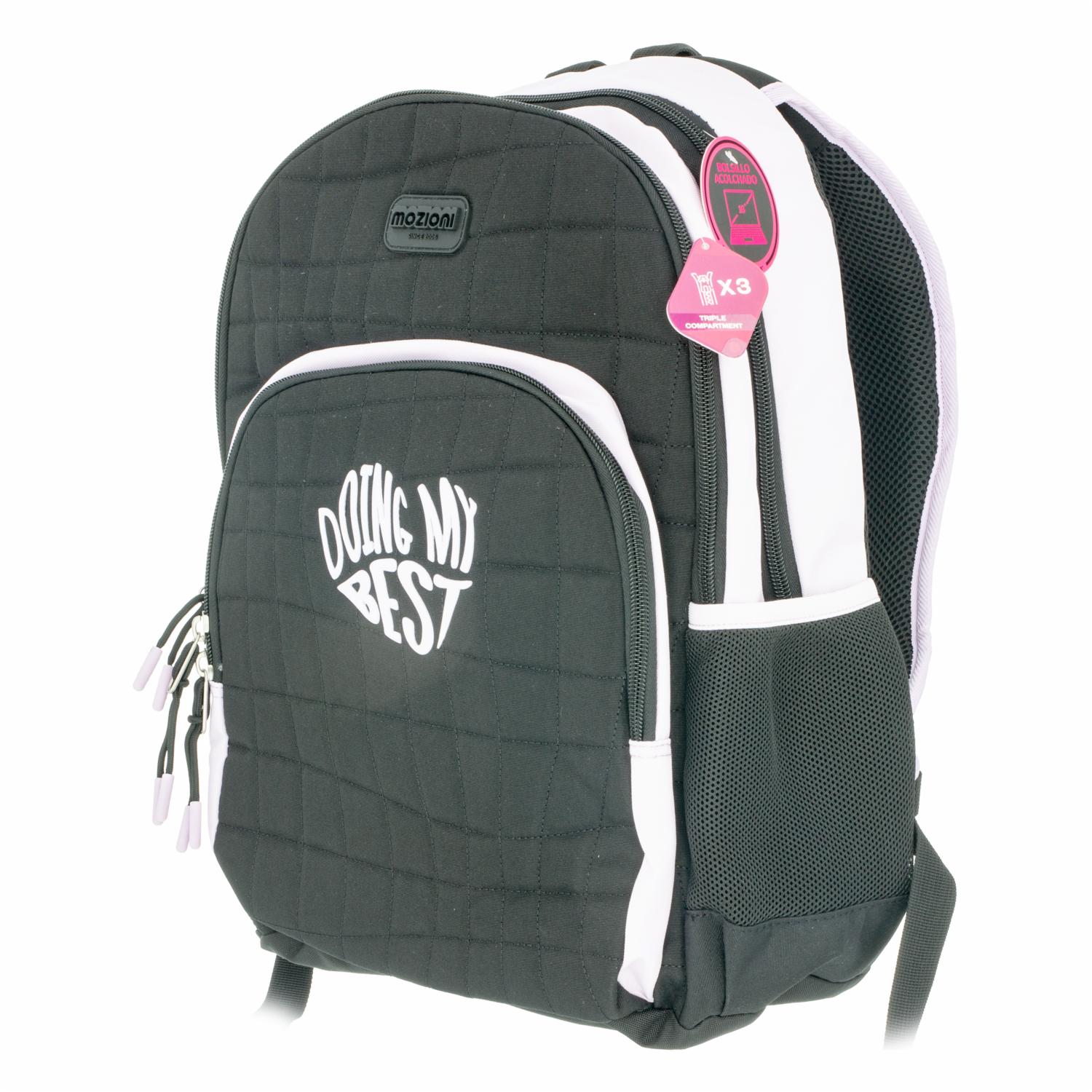 Mochila Escolar Negro Doing My Best MOZIONI 42X30 Cm - Imagen 3