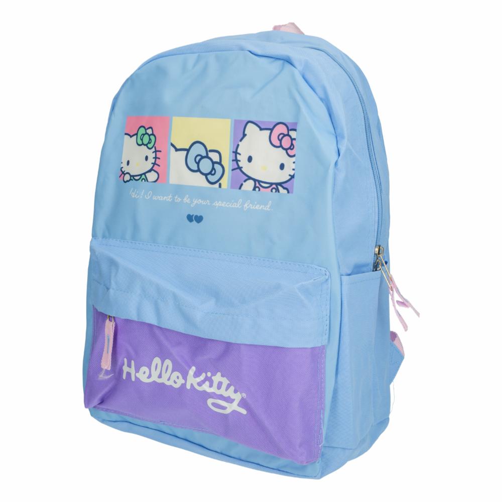 Mochila Escolar Diseño Hello Kitty Celeste MOZIONI 40X28X12 Cm - Imagen 2