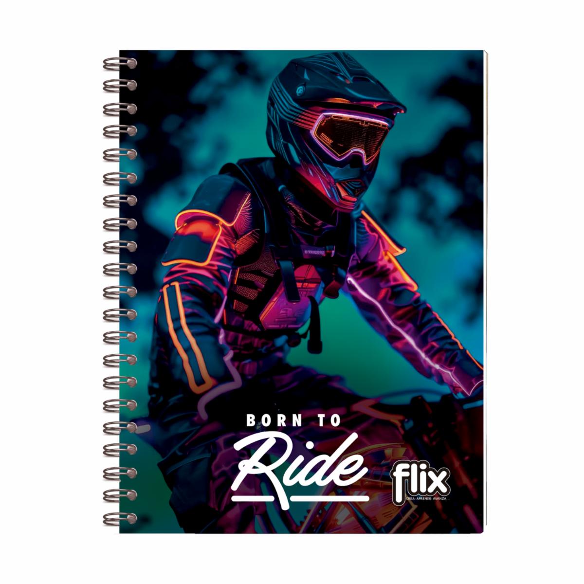 Cuaderno Universitario De 4 Líneas Argollado FLIX 100 Hojas