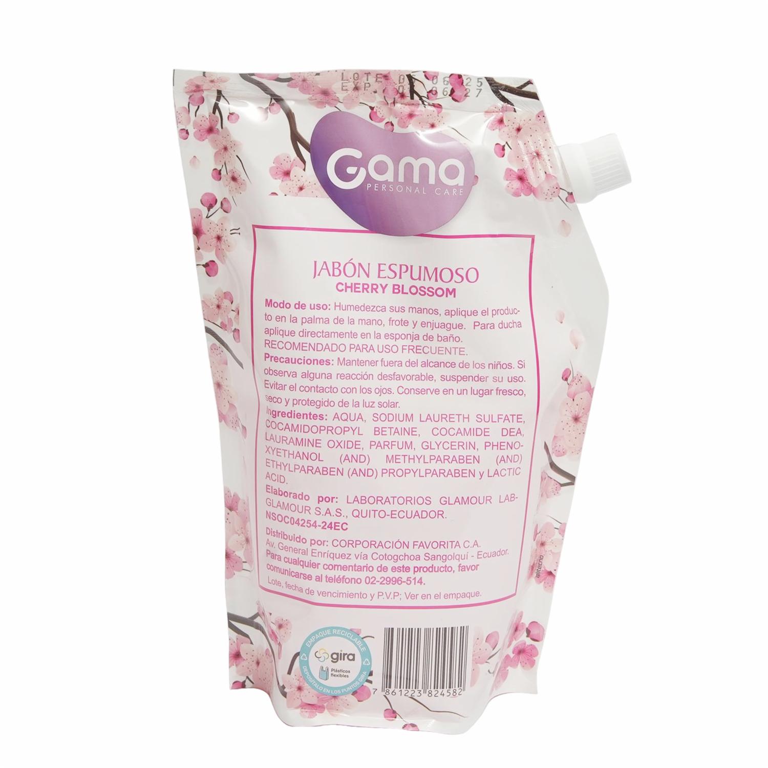 Jabón Espumoo Repuesto Fragancia Cherry Blossom GAMA 500 Ml - Imagen 2