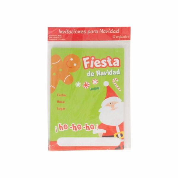 Invitaciones Para Fiesta Navidad OIMI x 12 Unidades