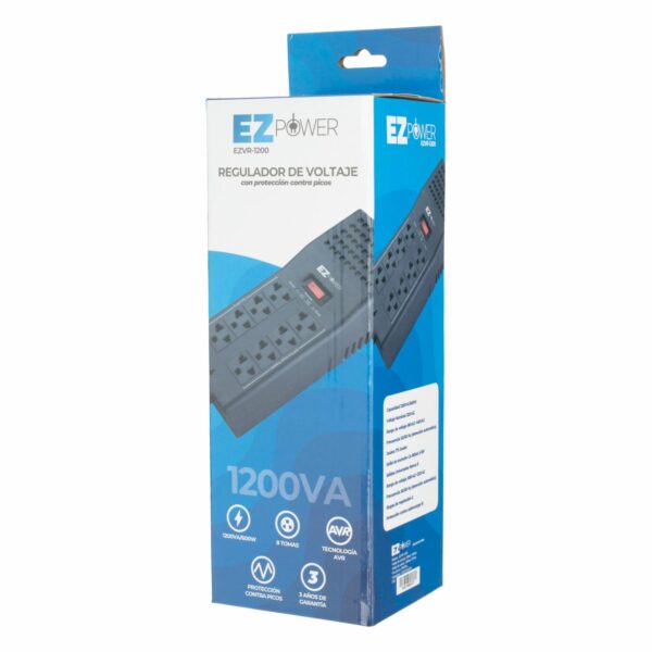 Regulador De Voltaje 8 Tomas EZ POWER 1200VA - Imagen 2