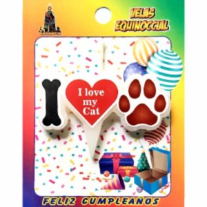 Vela Para Mascota Diseño I Love My Cat VELAS EQUINOCCIAL Pequeña