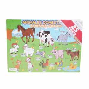 Rompecabezas De Madera 25 Piezas Animales Domésticos Ingles Español DIDAKTECA 33Cm X 24 Cm