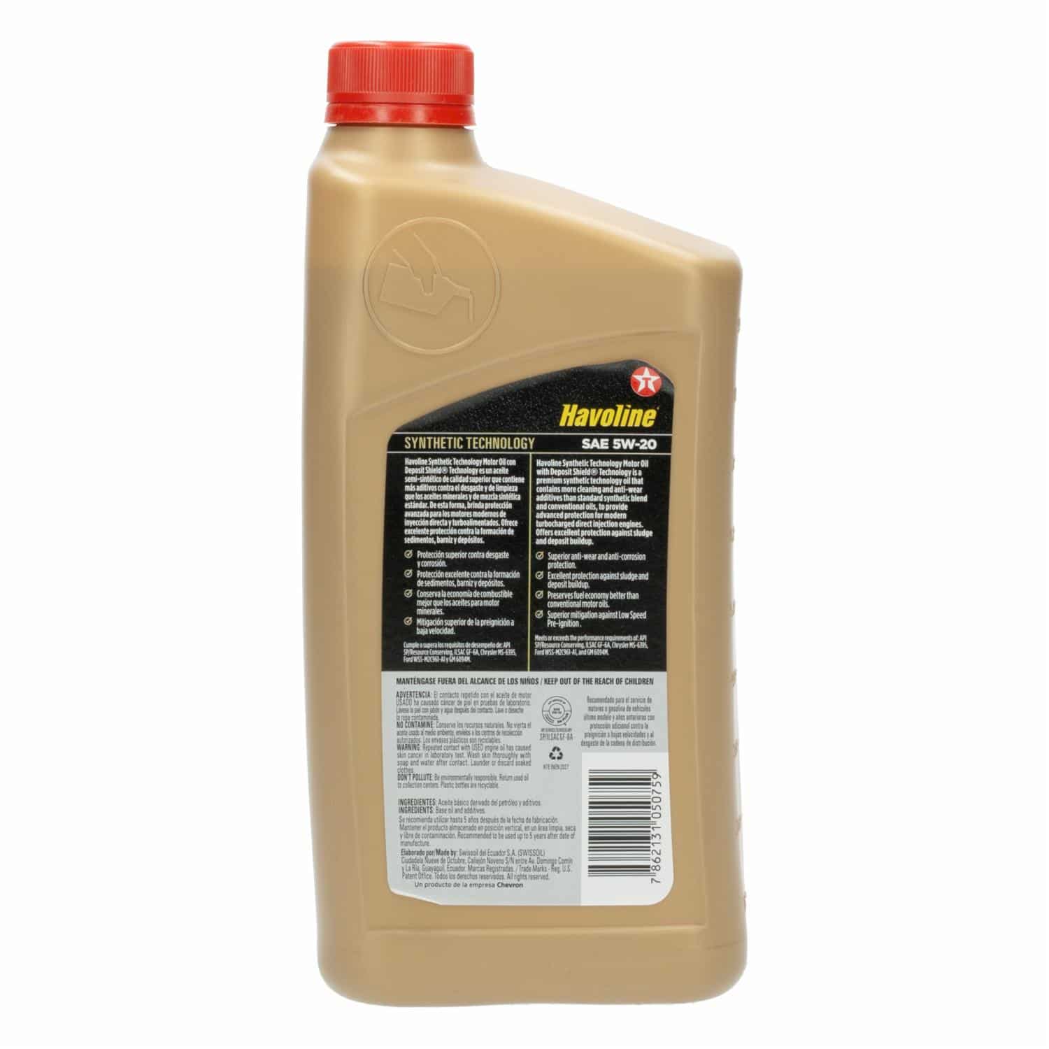 Aceite Automotriz Sintético 5W20 API SP HAVOLINE 946 Ml - Imagen 2