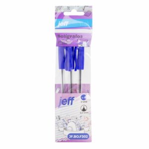 Bolígrafos Punta Fina Azul 0,7 Mm JEFF X 3 Uds