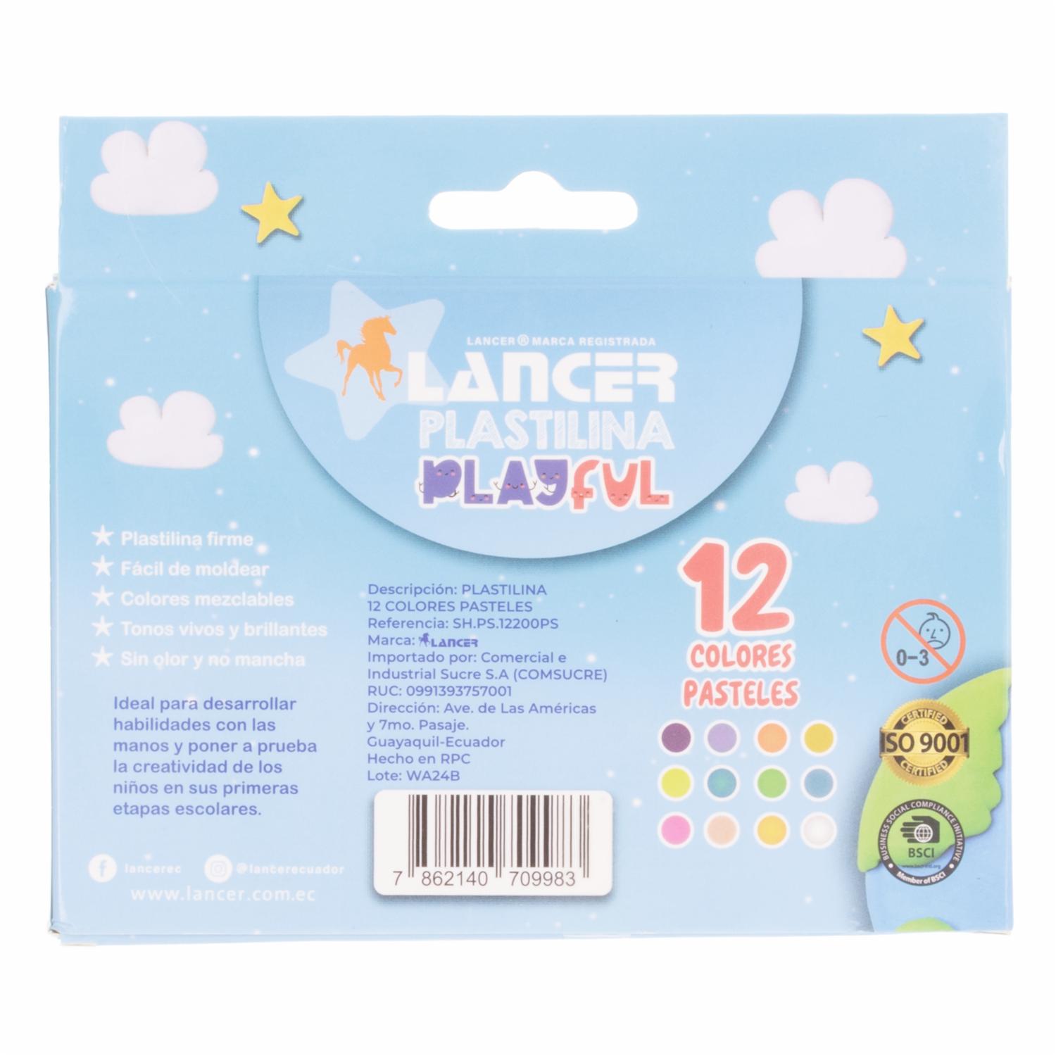 Plastilina Colores Pasteles LANCER 12 Piezas - Imagen 2