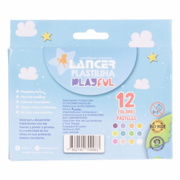 Plastilina Colores Pasteles        LANCER 12 Piezas - Imagen 2