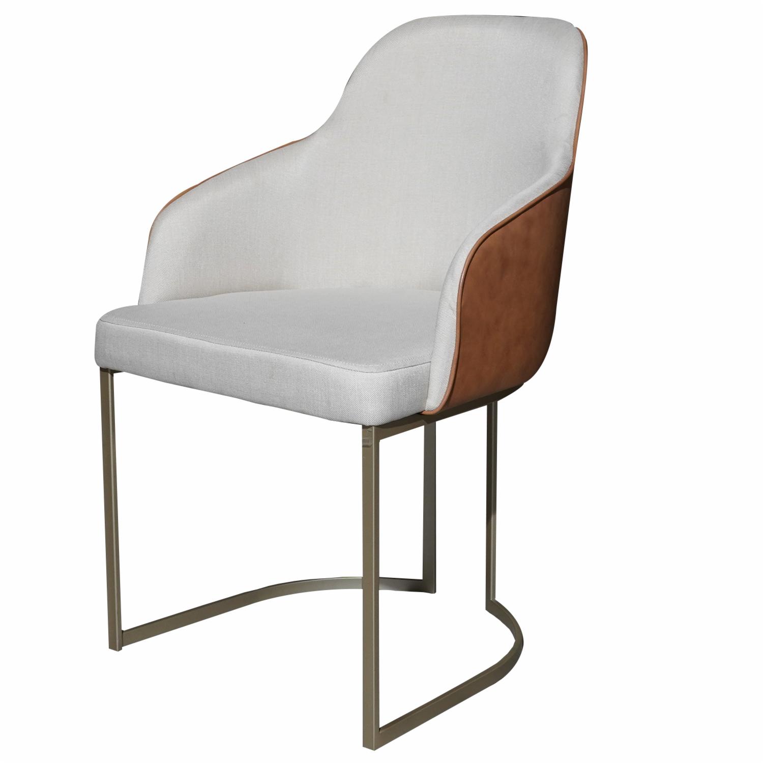 Silla Albany Champan-Caramelo MOVEIS PROVINCIA Cuerina Y Metal - Imagen 2