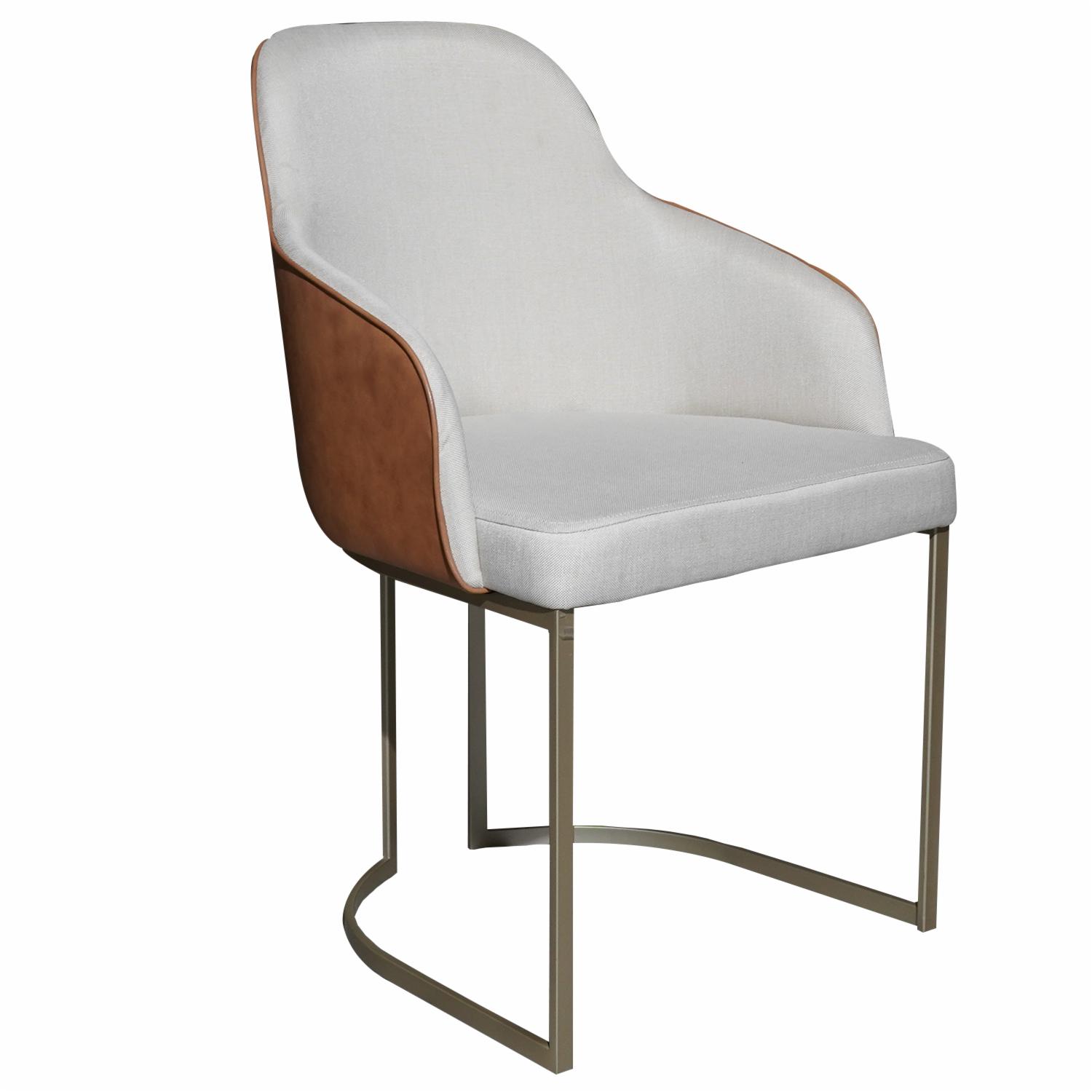 Silla Albany Champan-Caramelo MOVEIS PROVINCIA Cuerina Y Metal - Imagen 3