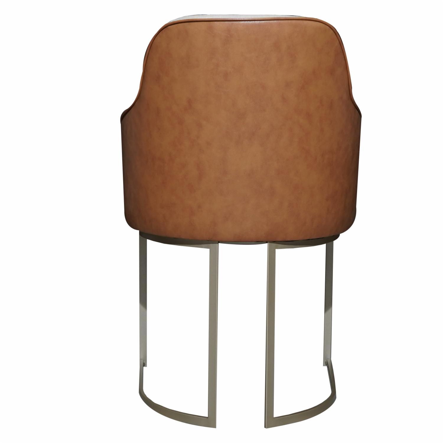 Silla Albany Champan-Caramelo MOVEIS PROVINCIA Cuerina Y Metal - Imagen 4