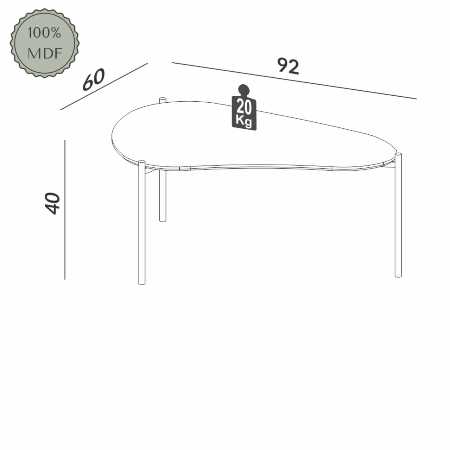 Mesa De Centro Modelo Tb627 Color Freijo DALLA COSTA Mdf Y Metal