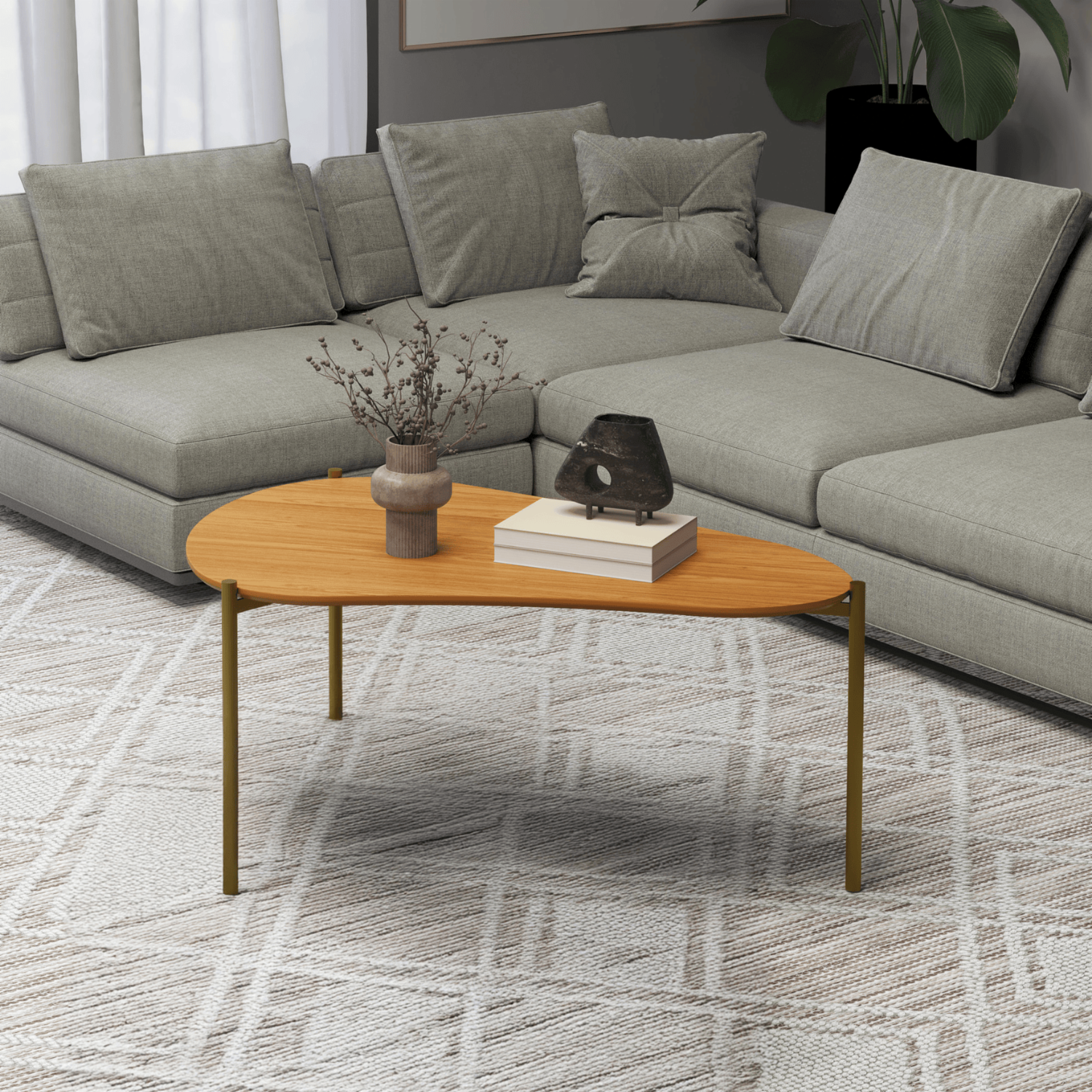 Mesa De Centro Modelo Tb627 Color Freijo DALLA COSTA Mdf Y Metal