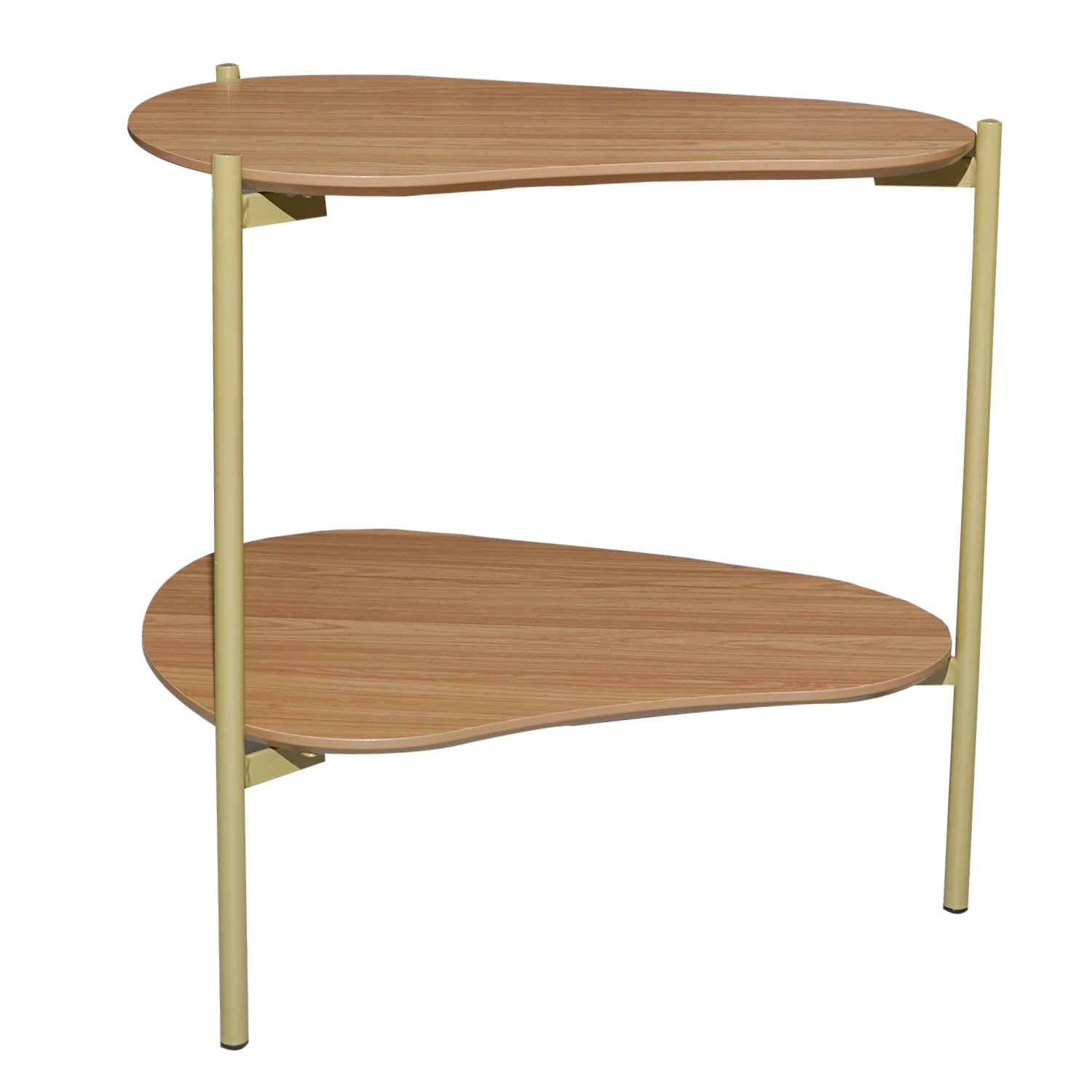 Mesa Lateral Orgánica Dos Niveles Modelo Tb629 Color Freijo DALLA COSTA Mdf Y Metal - Imagen 2