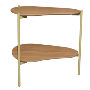 Mesa Lateral Orgánica Dos Niveles Modelo Tb629 Color Freijo DALLA COSTA Mdf Y Metal