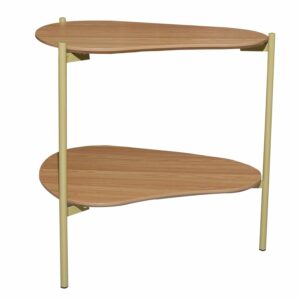 Mesa Lateral Orgánica Dos Niveles Modelo Tb629 Color Freijo DALLA COSTA Mdf Y Metal