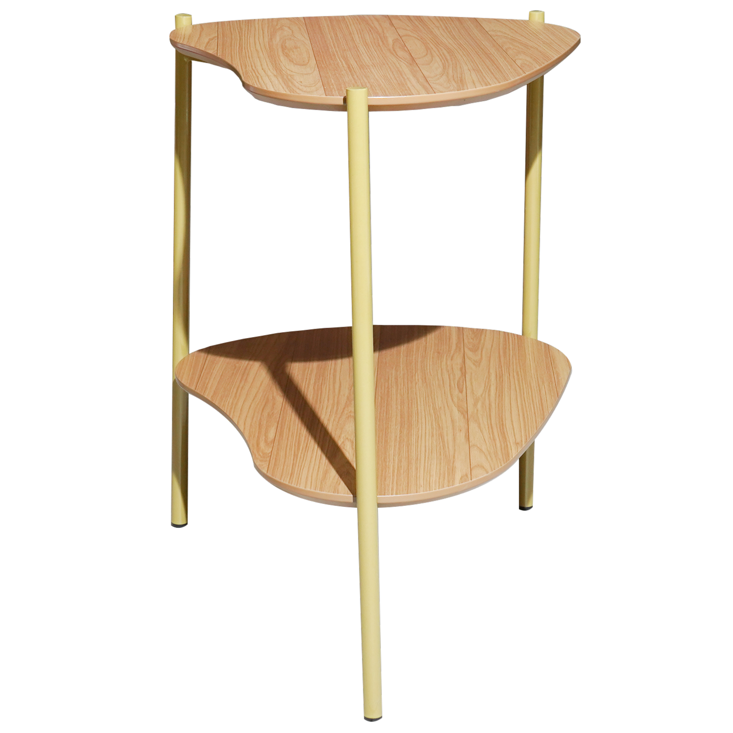 Mesa Lateral Orgánica Dos Niveles Modelo Tb629 Color Freijo DALLA COSTA Mdf Y Metal - Imagen 4