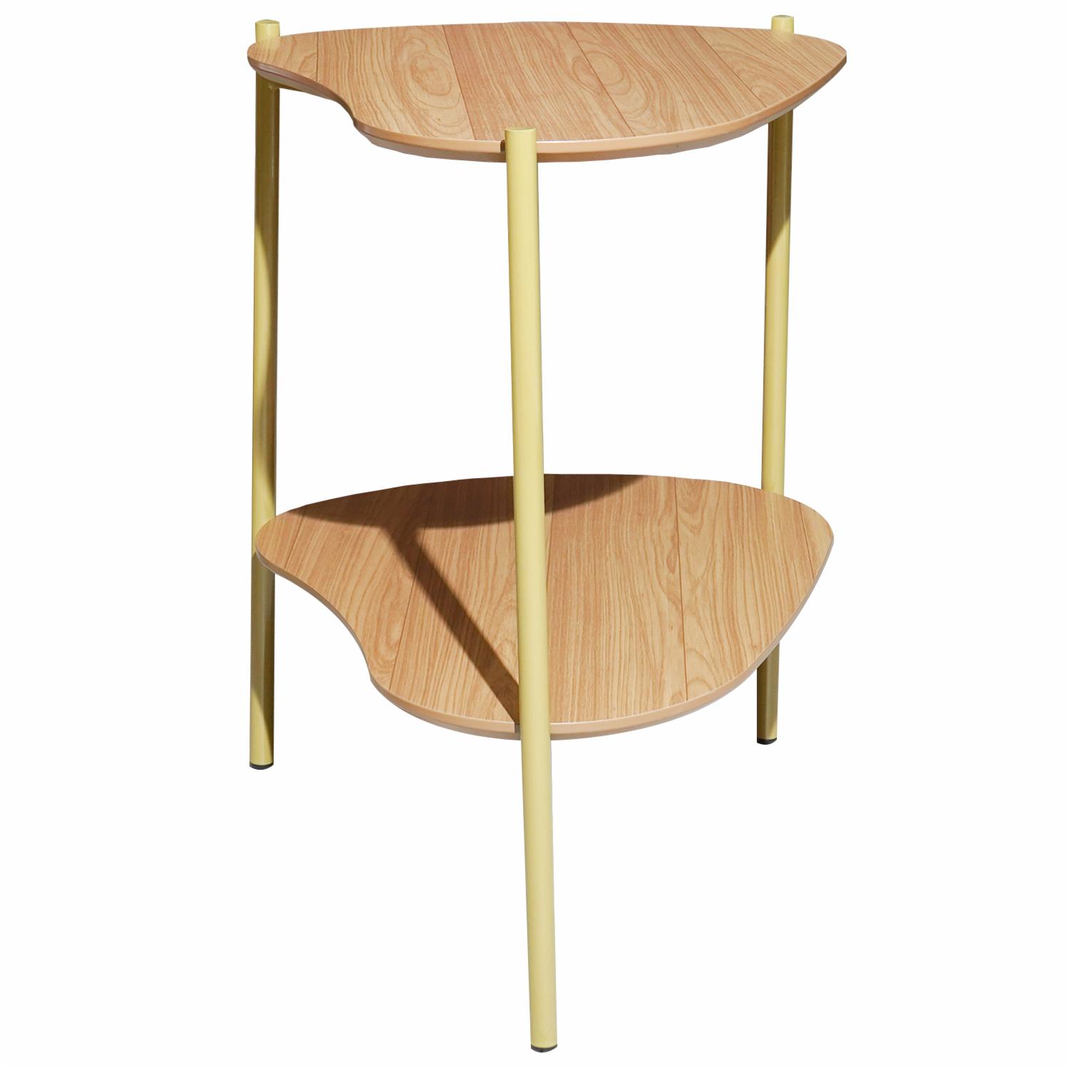 Mesa Lateral Orgánica Dos Niveles Modelo Tb629 Color Freijo DALLA COSTA Mdf Y Metal - Imagen 3