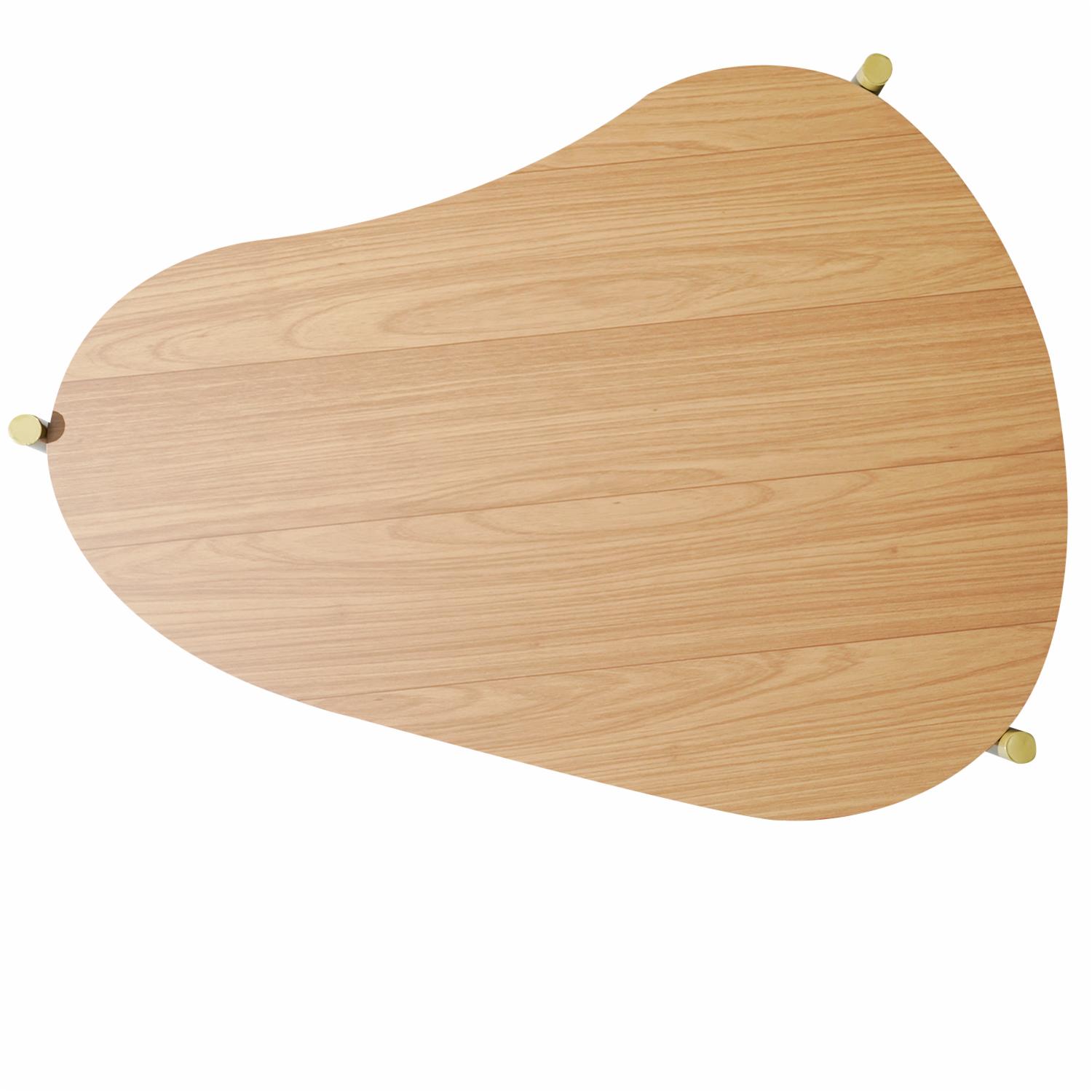 Mesa Lateral Orgánica Dos Niveles Modelo Tb629 Color Freijo DALLA COSTA Mdf Y Metal - Imagen 5