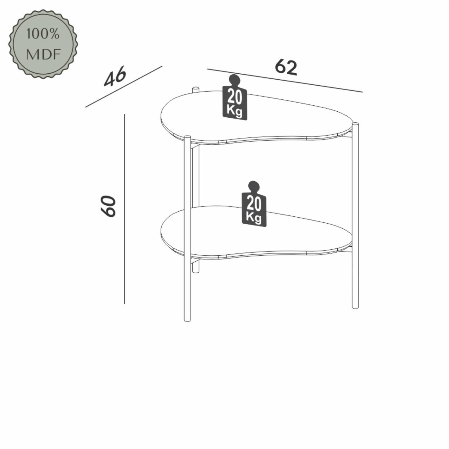 Mesa Lateral Orgánica Dos Niveles Modelo Tb629 Color Freijo DALLA COSTA Mdf Y Metal - Imagen 7